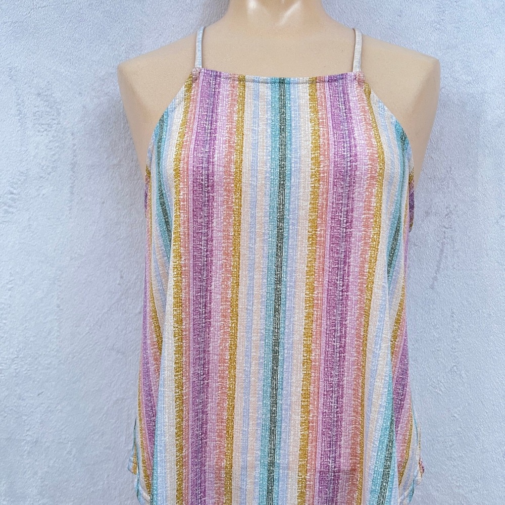 Fifty Street Striped Tank Top Pastel Rainbow Festival Hippie Fairy Barbie S